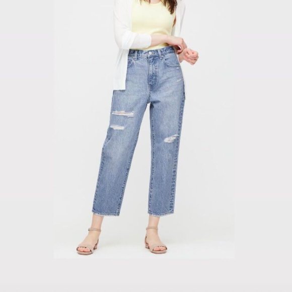 Uniqlo High Rise Boyfriend Dark Wash Jeans - Picture 1 of 9